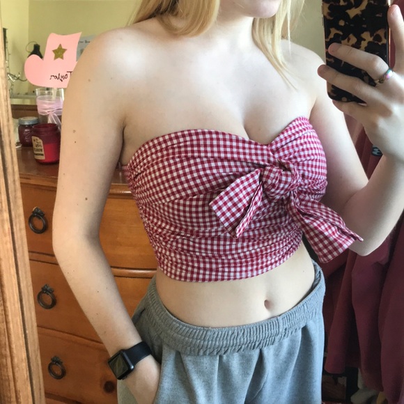 checkered strapless top - Picture 1 of 2